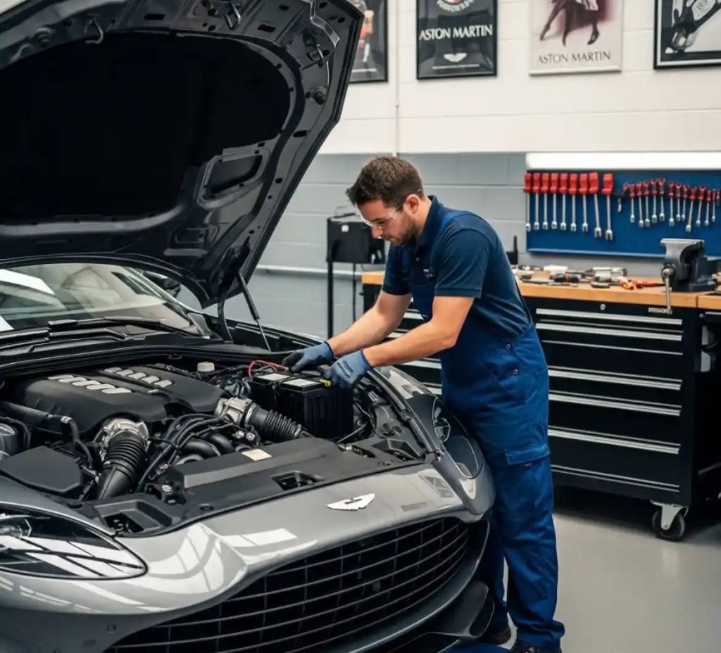Aston Martin battery service by Battery Zone UAE in Dubai