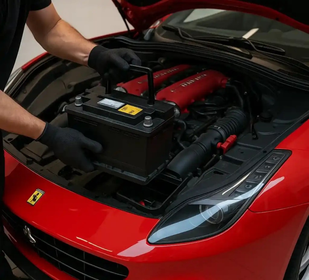 Ferrari battery service by Battery Zone UAE in Dubai
