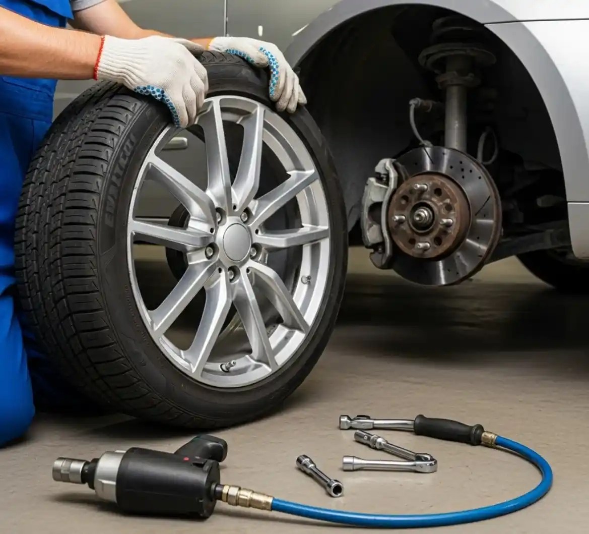 Mobile flat tyre change service in Dubai