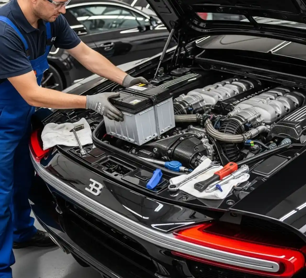 Full Service Bugatti Battery Change Installation in Dubai